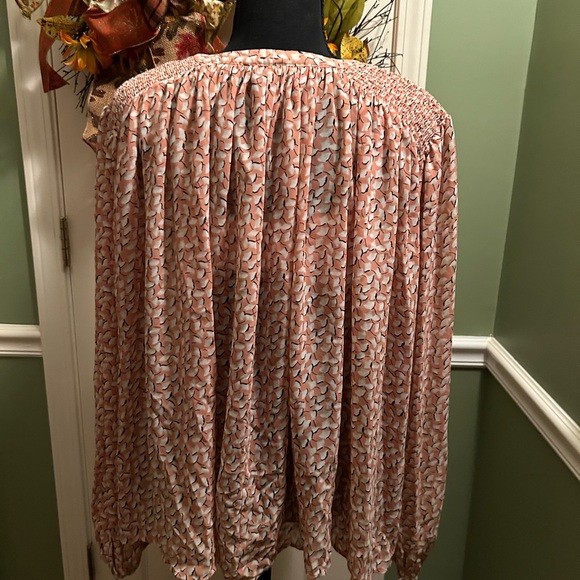 Ann Taylor semi sheer ginkgo leaf blouse cream/black Sz XL - Picture 6 of 13